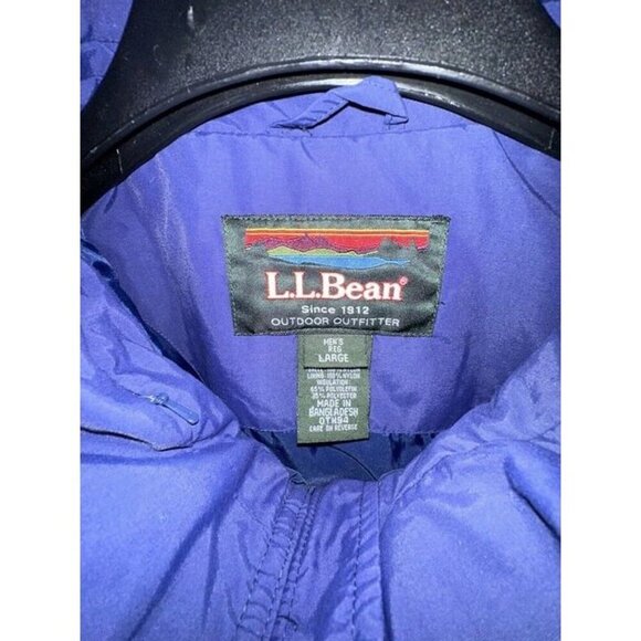 L.L. Bean Vintage Navy Blue Parka Mens Size Large Mid Weight Coat Jacket - Picture 3 of 4